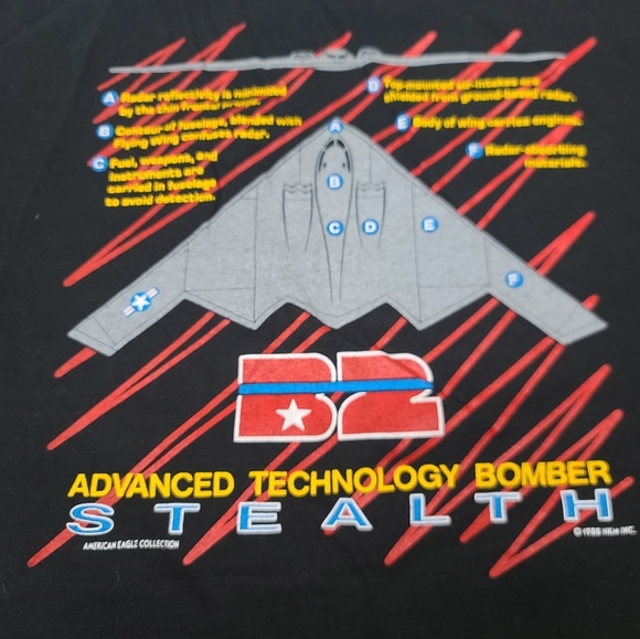 B2 Advanced Technology Bomber Stealth Black XL Cotton Shirt American Eagle 1988 - Picture 12 of 16